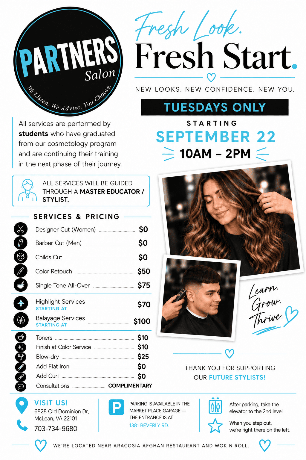 PR at Partners Fresh Look, Fresh Start affordable haircut and hair color program in McLean, Virginia
