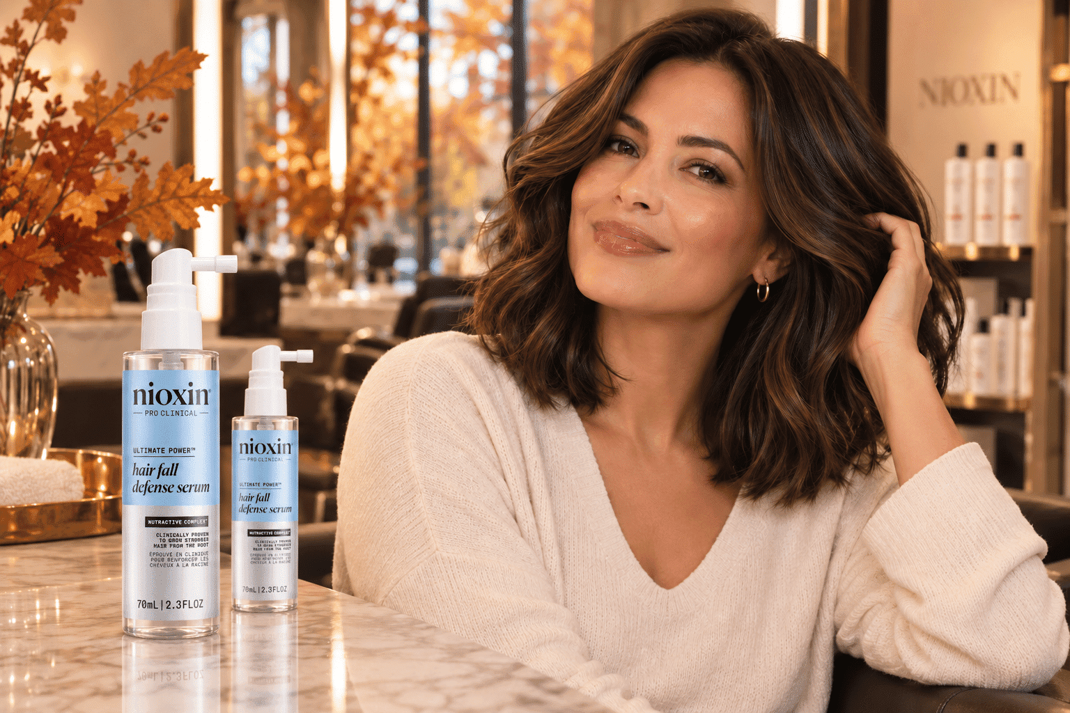 Nioxin Hair Fall Defense Shampoo and Serum for seasonal fall hair shedding